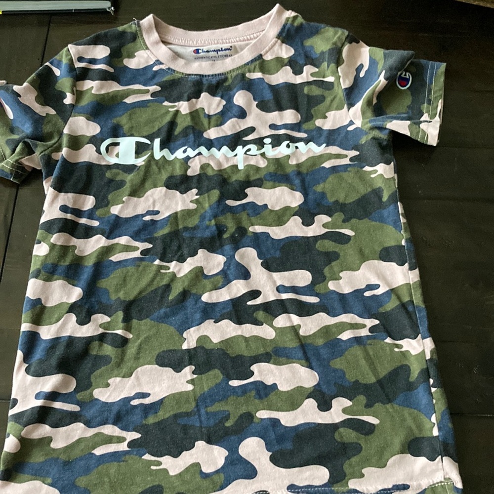 Camo champion shirt .
